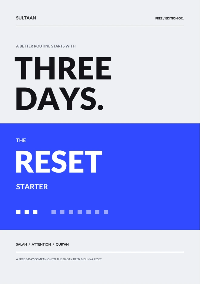 Preview of the free three-day reset starter PDF